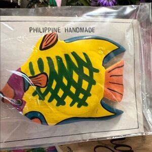 New Yellow Fish Hair Clip with Green & Coral Accents